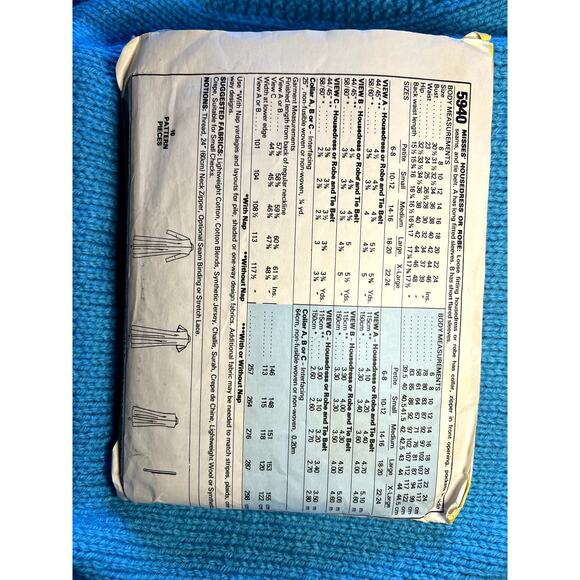 McCalls Sewing pattern 5940 shirt dress Aline 1970s size Large - Picture 3 of 6